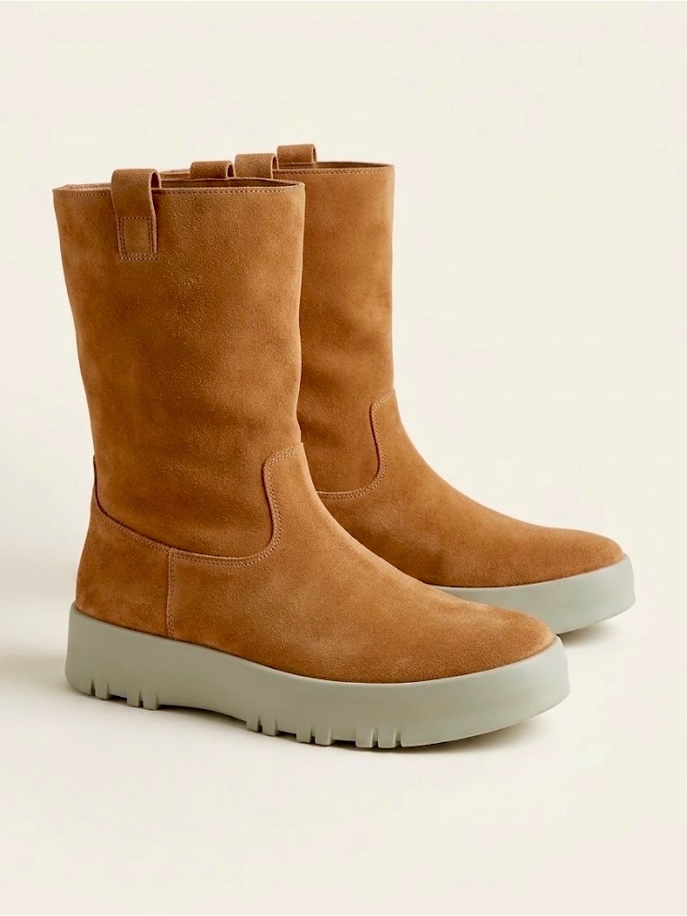 Vintage Prada Suede Shearling Winter Boots Camel Platform Size 40
